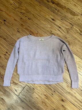 Hollister Pastel Lavender Waffle-Knit Crew Sweater